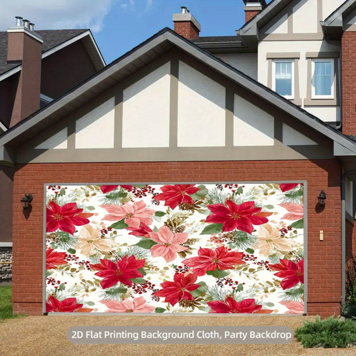 Poinsettia Fabric By The Yard For Christmas Decor Backdrops