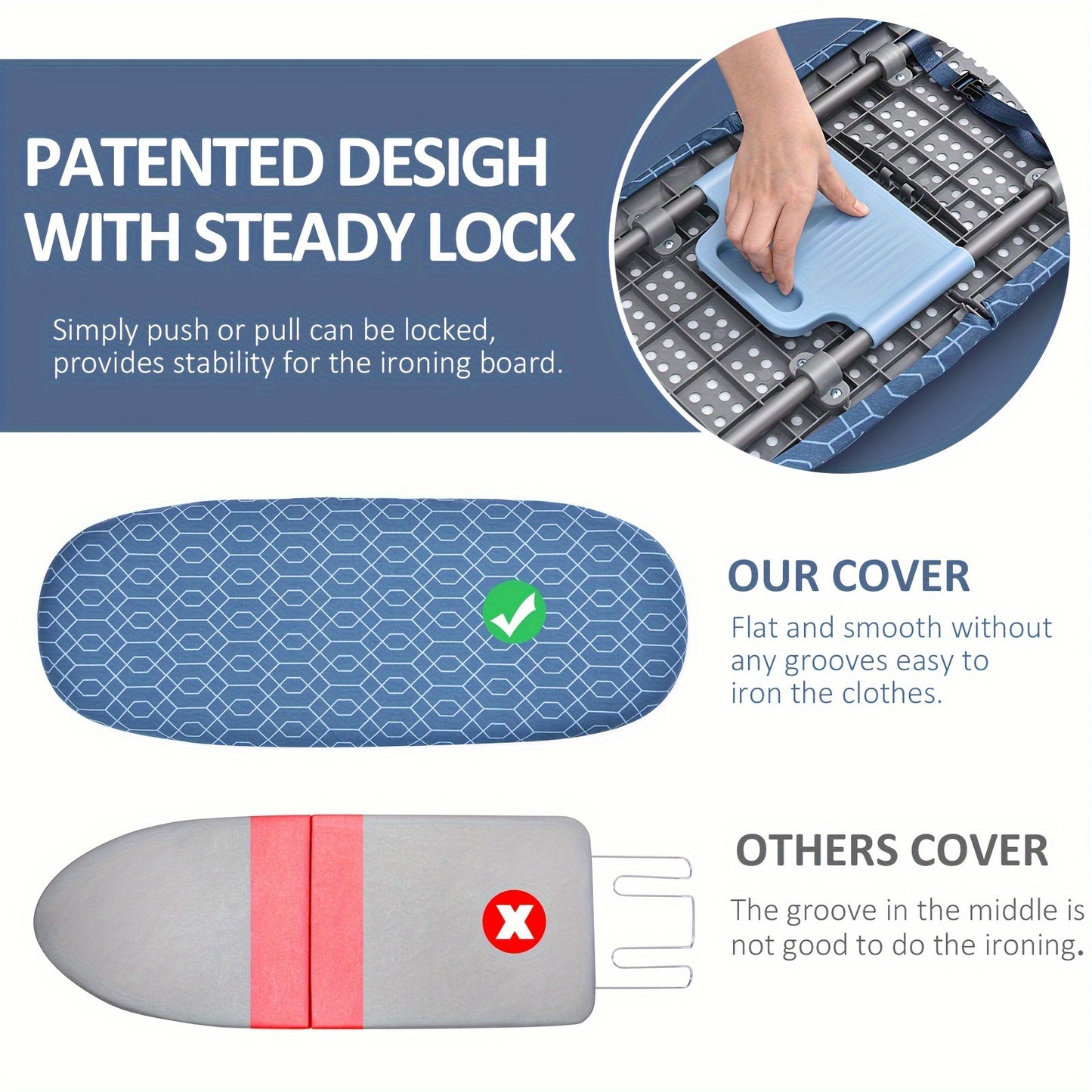TOOLF Foldable Ironing Board With Heat Resistant Cover