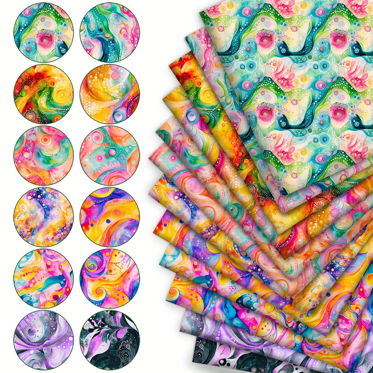 Abstract Fabric Bundles 12 Design Styles Polyester Patchwork