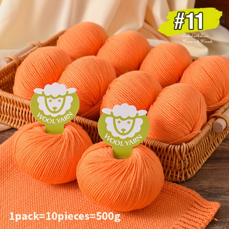 Premium Wool Yarn 10 Balls For Sweaters Cardigans Hats Knit