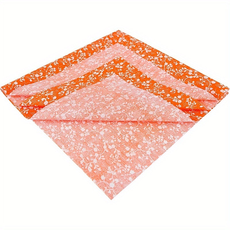 Orange Floral Cotton Fat Quarter Bundle 7pcs Patchwork