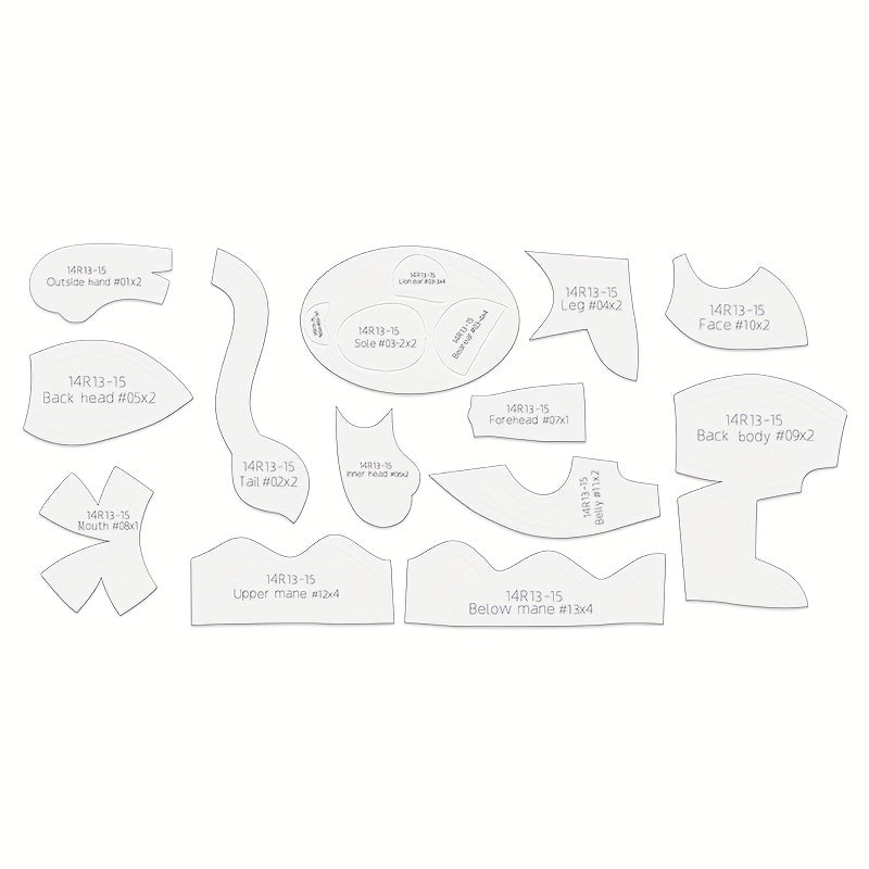 13pcs Lion & Bear Dual-Purpose Sewing Templates - Transparent PET Plastic Stencils for DIY Doll Making, Handmade Crafts, Birthday & Holiday Gifts with English Instructions, Floral Patterns, Precise Cutting, Craft Supplies, Gi