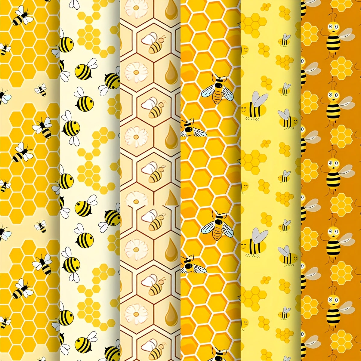 Polyester Patchwork Bees Pattern Bag Making Fabric Squares