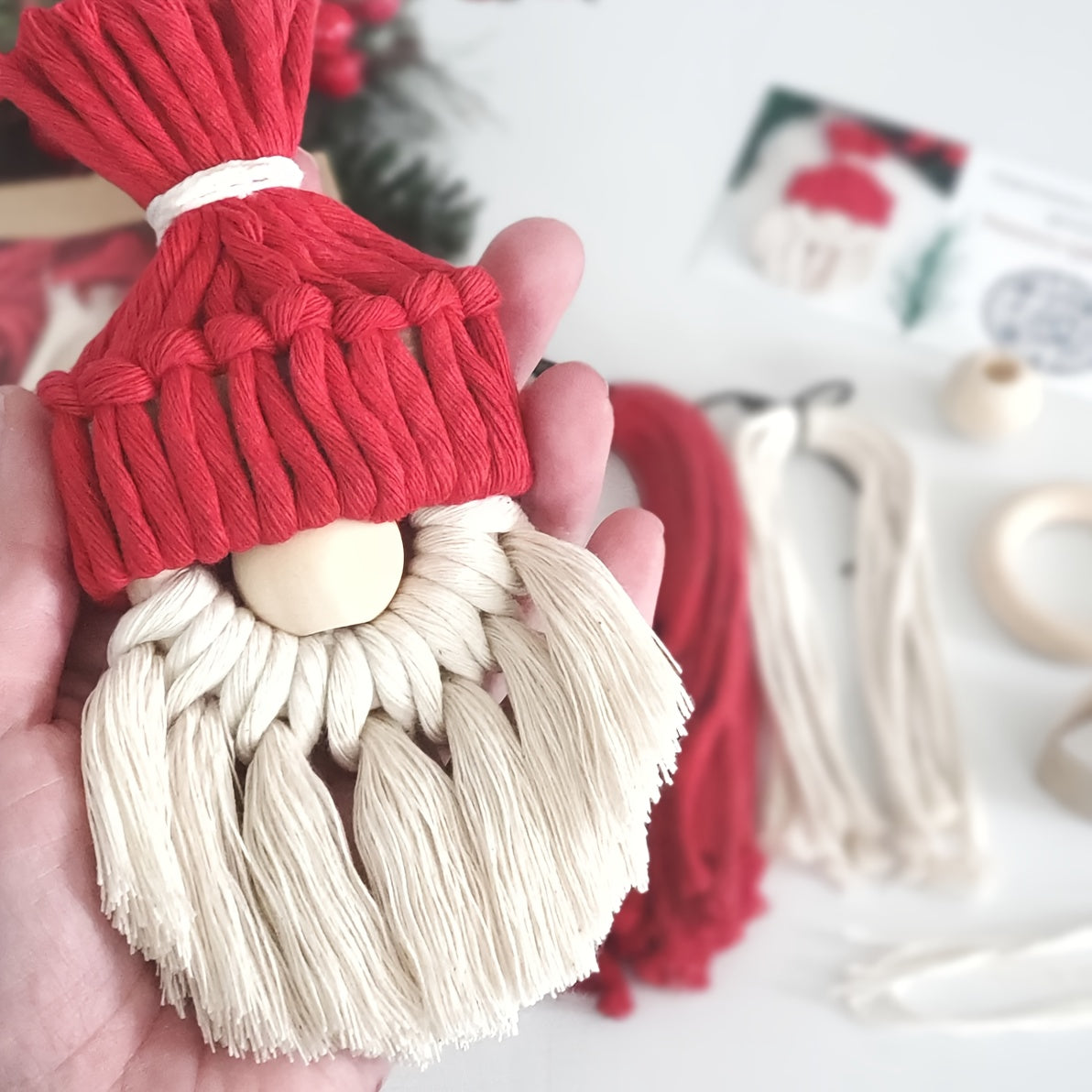Macrame Gnome Christmas Ornament Kit With Tutorial Video