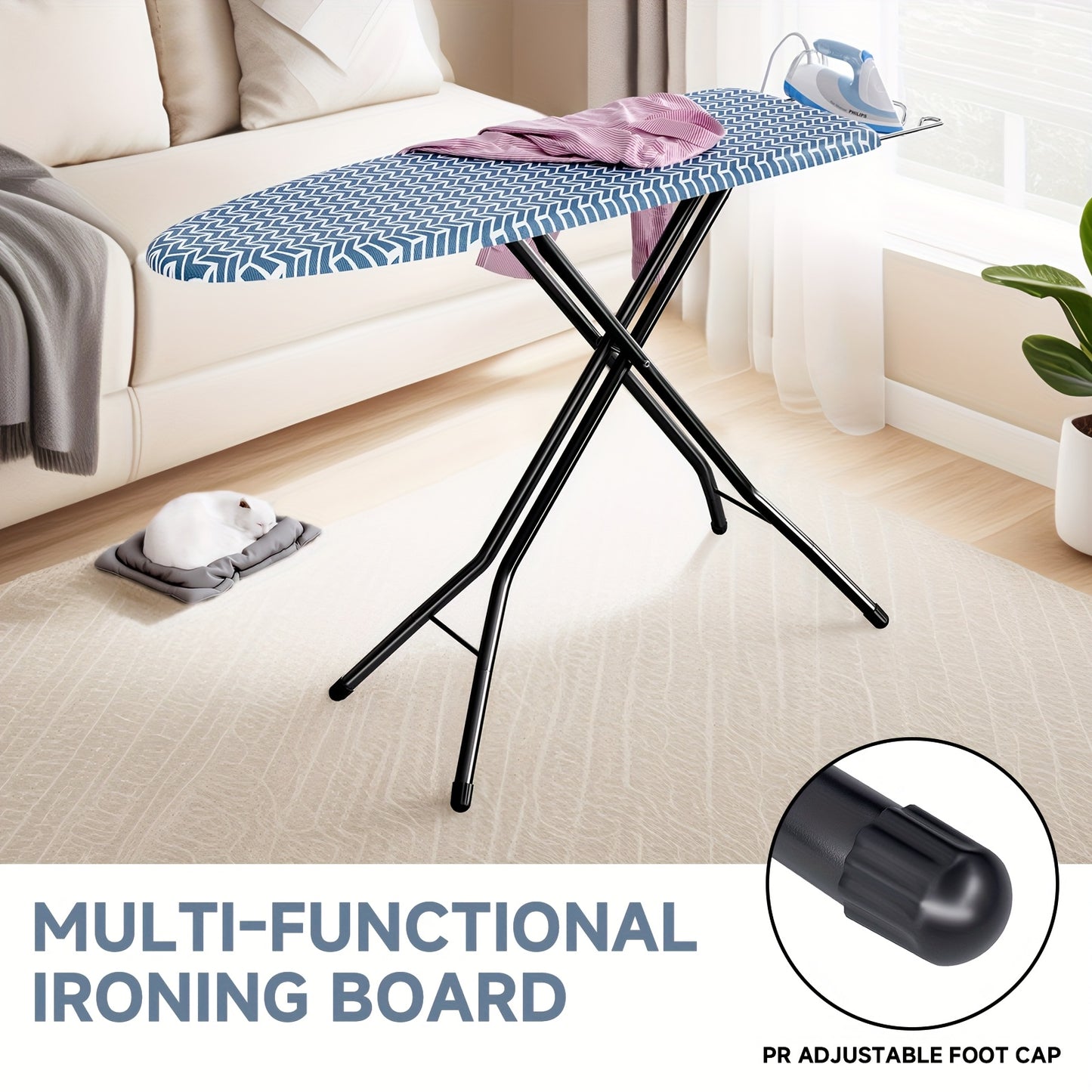 TOOLF Foldable Ironing Board With Iron Rest And Heat Cover