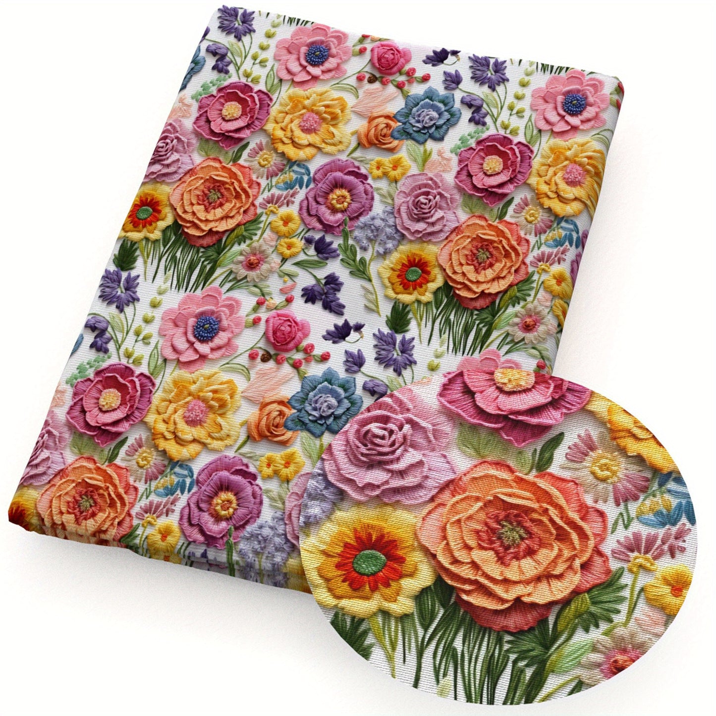 Floral 3D Embroidery Quilting Fabric Bundle Precuts