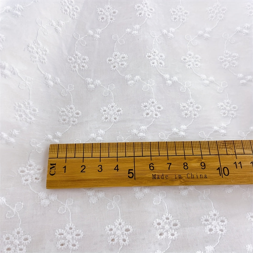 IDONGCAI Cotton Lace Fabric Embroidered Eyelet Floral Top