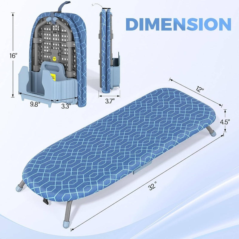 Compact Portable Ironing Board With Iron Holder And Covers