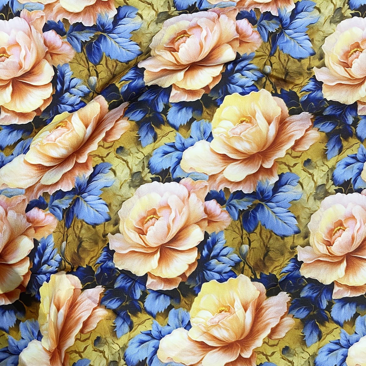 FONDDAY Peony Floral Fabric Soft Breathable Polyester Cotton