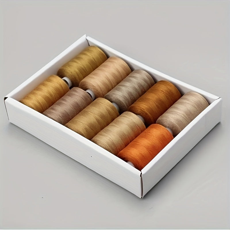 10 Rolls Set 1000 Yards Polyester Sewing Thread Quilting