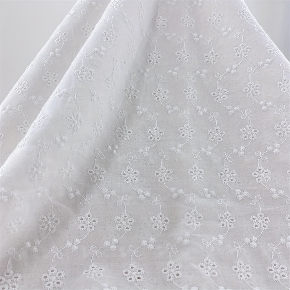 IDONGCAI Cotton Lace Fabric Embroidered Eyelet Floral Top
