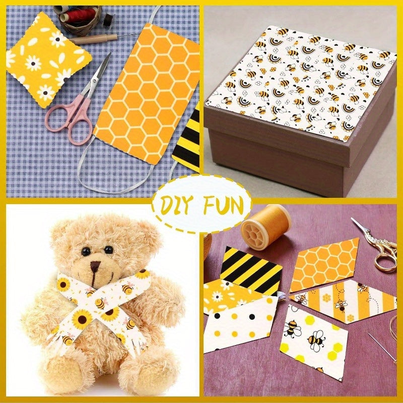 40Pcs Bee Series Quilted Patchwork Fabric DIY Projects