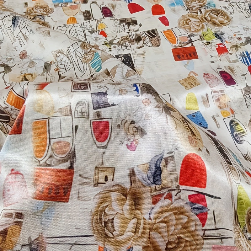 Precut Satin Fabric Digital Print Poly Satin Craft Material