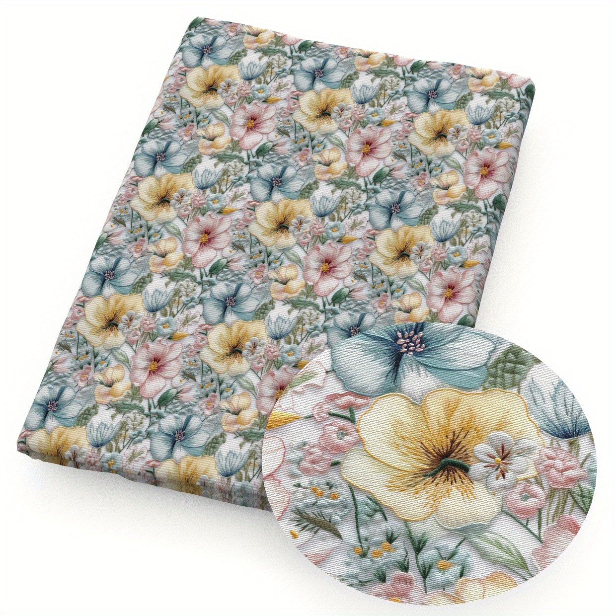 Floral 3D Embroidery Quilting Fabric Bundle Precuts