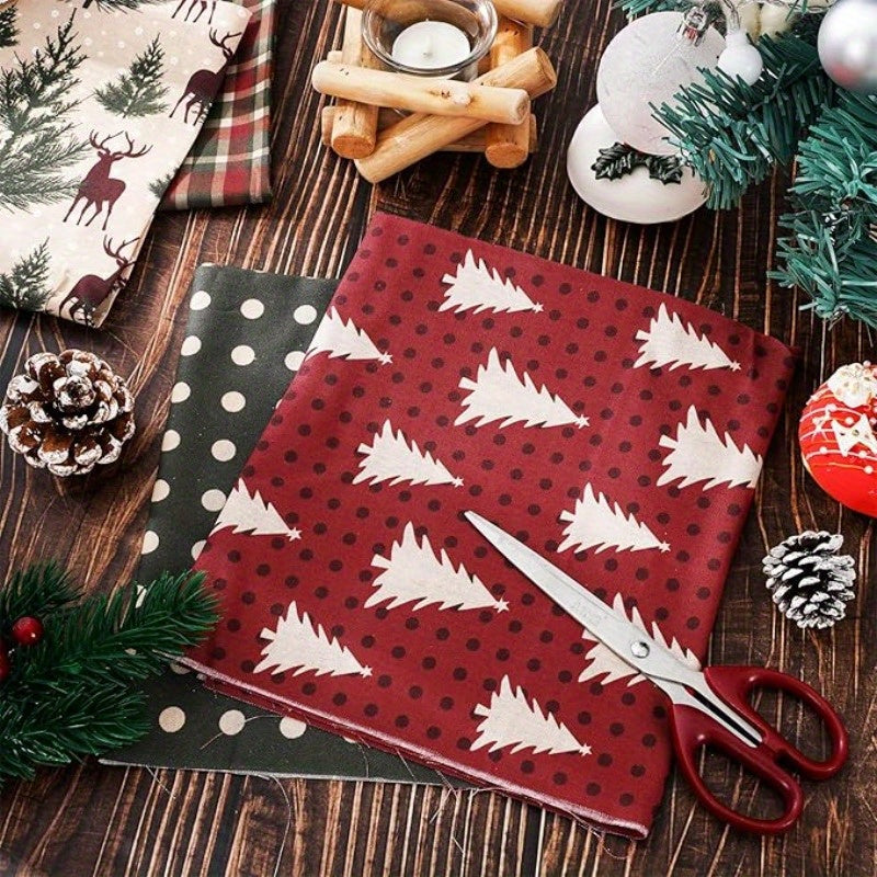 Christmas Patchwork Fabric Strips Set 10pcs For DIY Crafts