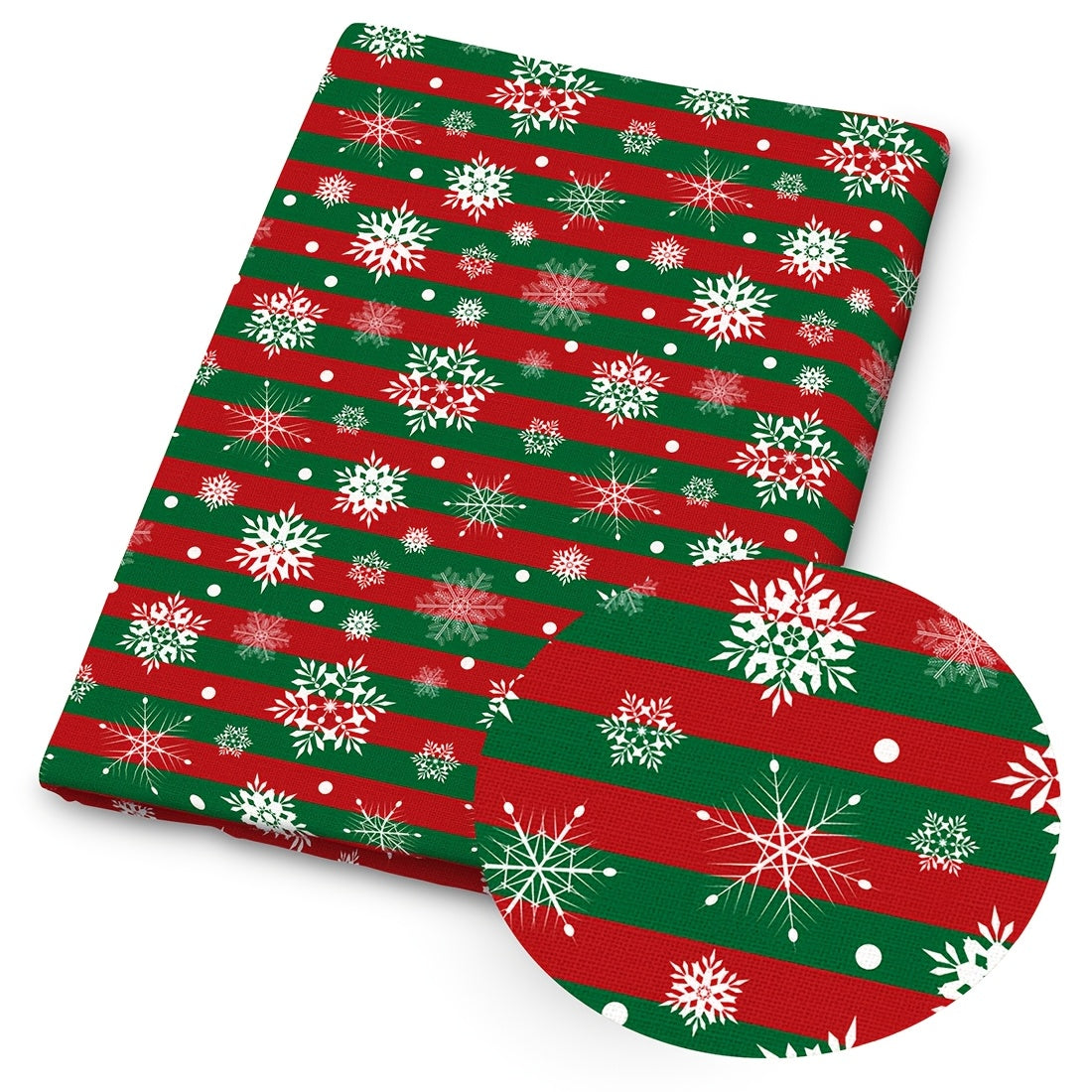 Festive Christmas Snowflake Santa Print Polyester Fabric