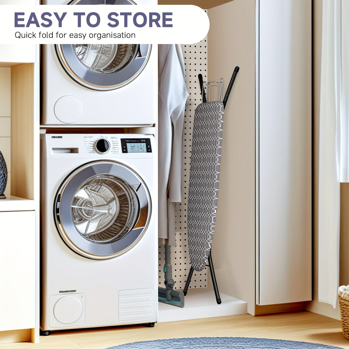 TOOLF Foldable Ironing Board With Iron Rest And Heat Cover