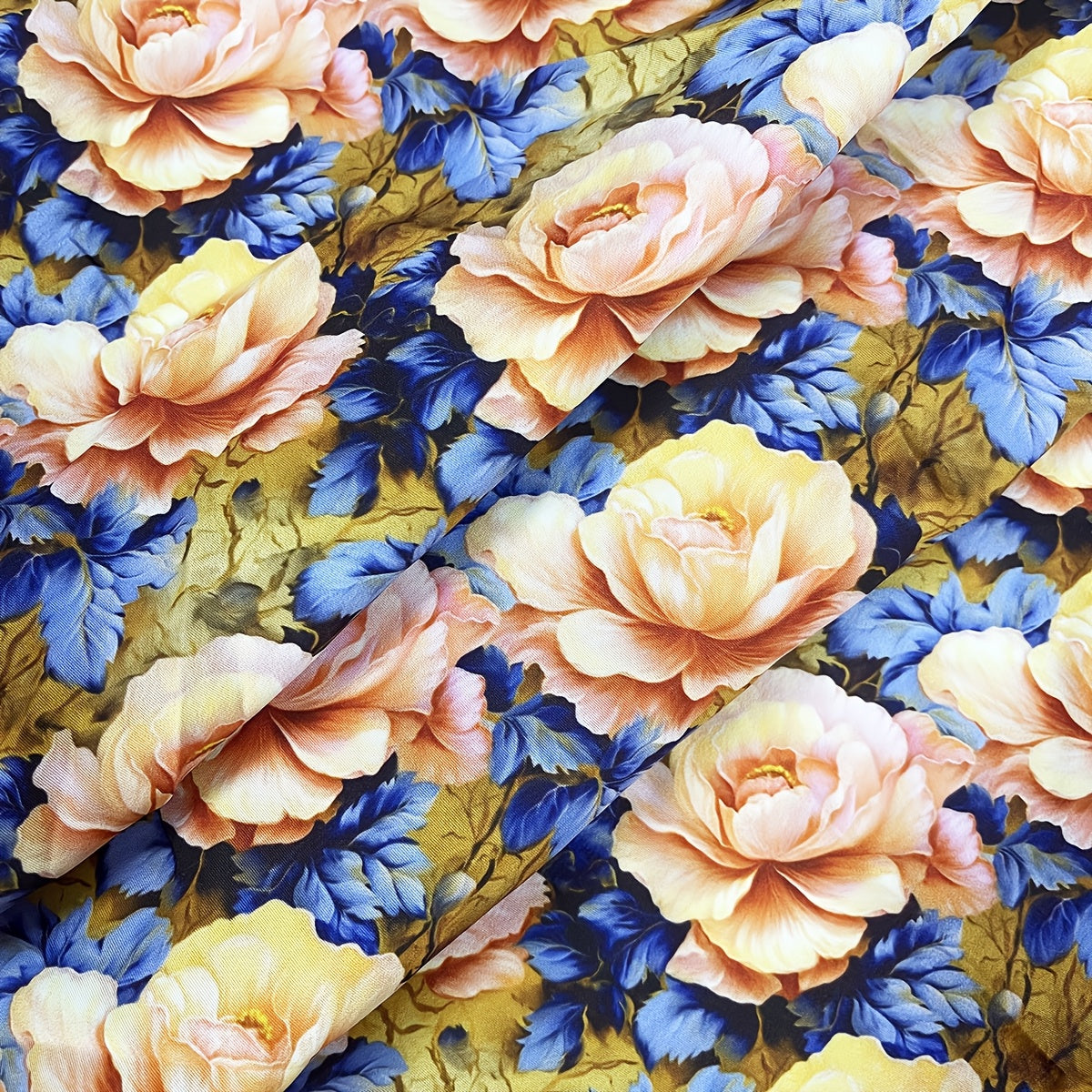 FONDDAY Peony Floral Fabric Soft Breathable Polyester Cotton