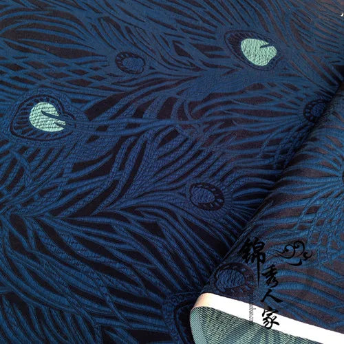 JNLONC Crane Flower Damask Brocade Fabric For Upholstery