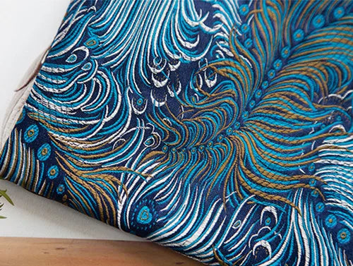 JNLONC Crane Flower Damask Brocade Fabric For Upholstery