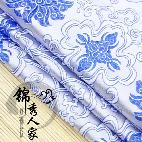 JNLONC Crane Flower Damask Brocade Fabric For Upholstery