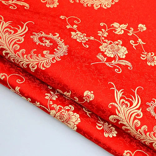 JNLONC Crane Flower Damask Brocade Fabric For Upholstery