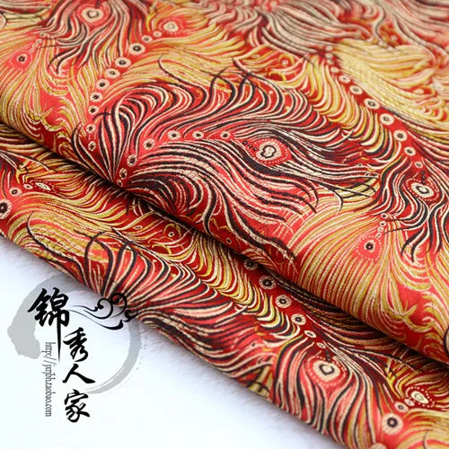 JNLONC Crane Flower Damask Brocade Fabric For Upholstery