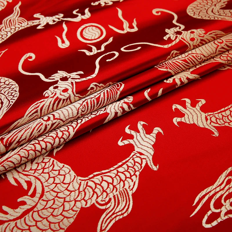 Feature Dragon Pattern Brocade Jacquard Fabric Cheongsam