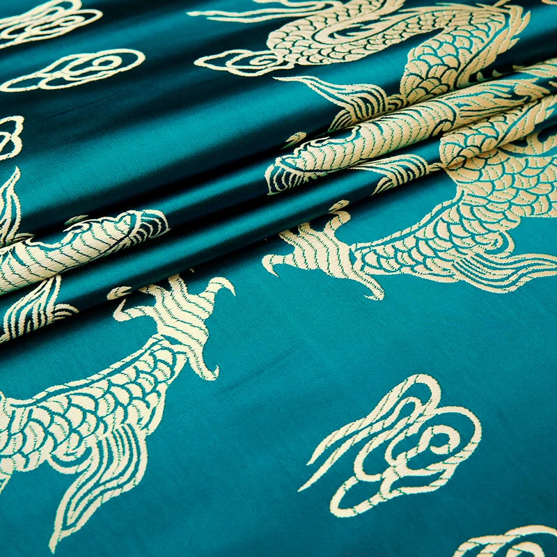 Feature Dragon Pattern Brocade Jacquard Fabric Cheongsam