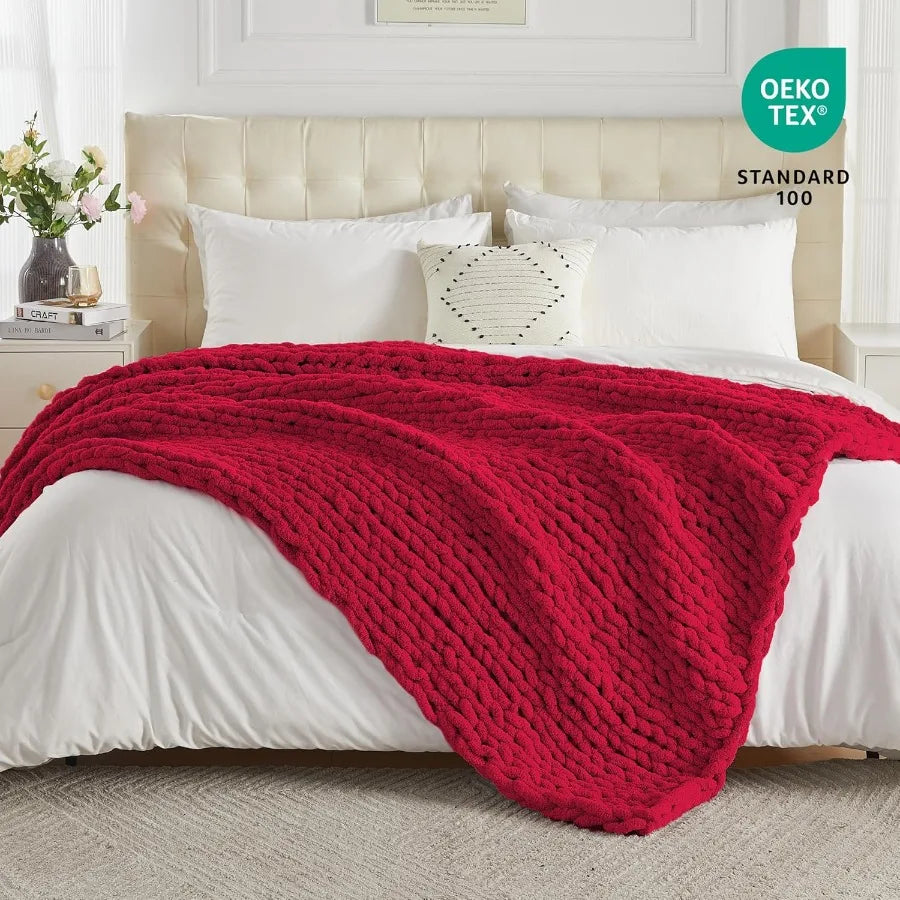 Guangdong Handcrafted Chunky Knit Throw Blanket Chenille