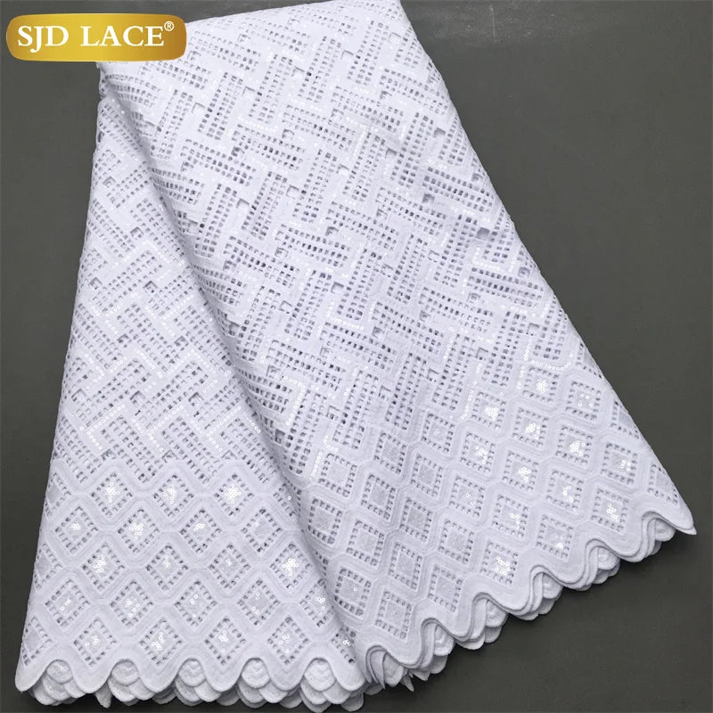 SJD Lace African Sequins Guipure Lace Fabric Water Soluble