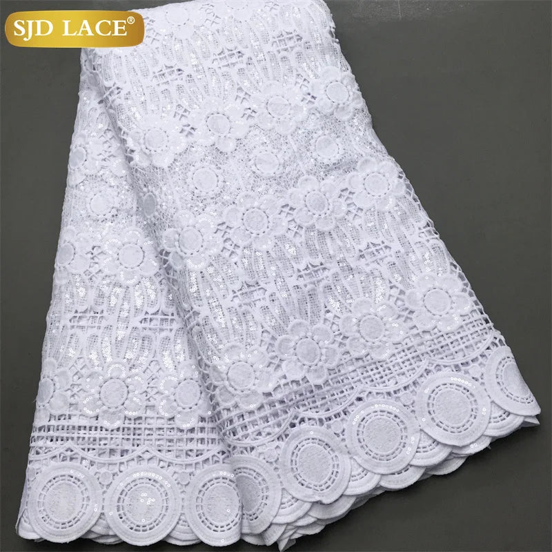 SJD Lace African Sequins Guipure Lace Fabric Water Soluble