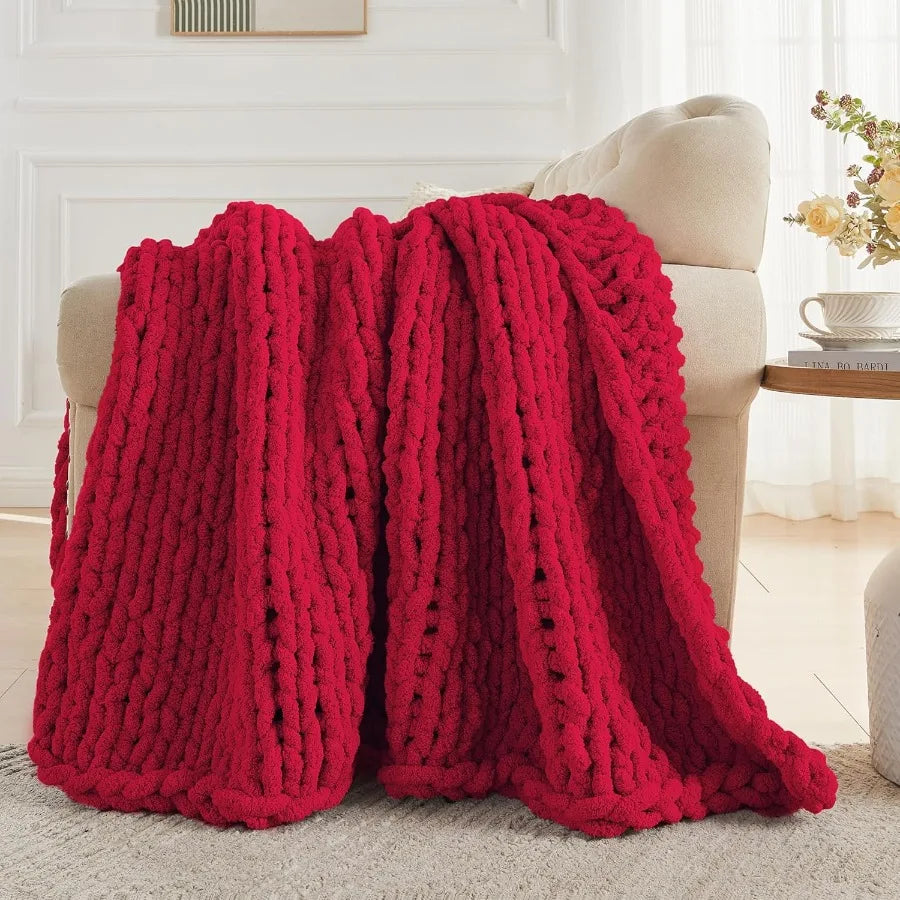 Guangdong Handcrafted Chunky Knit Throw Blanket Chenille