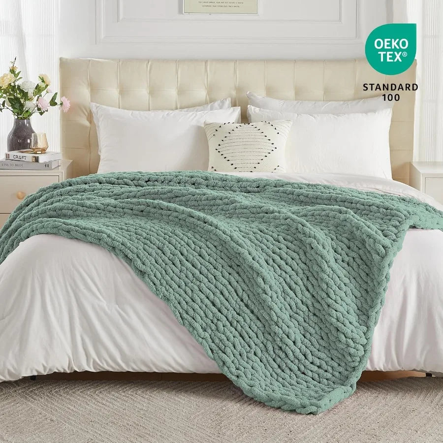 CN Guangdong Chunky Knit Throw Blanket Soft Plush for Couch