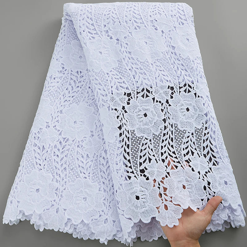 SJD Lace African Sequins Guipure Lace Fabric Water Soluble