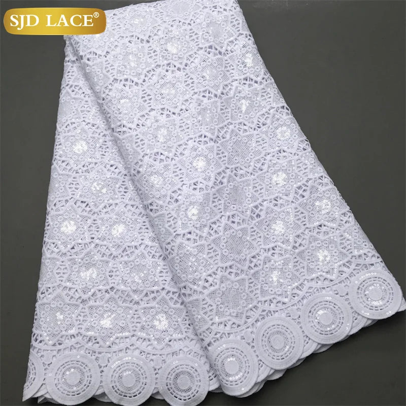 SJD Lace African Sequins Guipure Lace Fabric Water Soluble