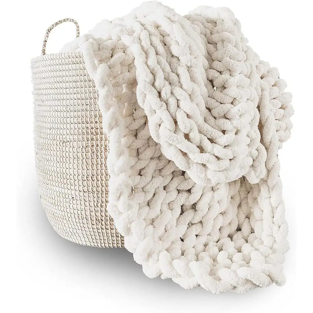 DUTRIEUX Extra Chunky Knit Blanket Cozy Throw Chenille Yarn