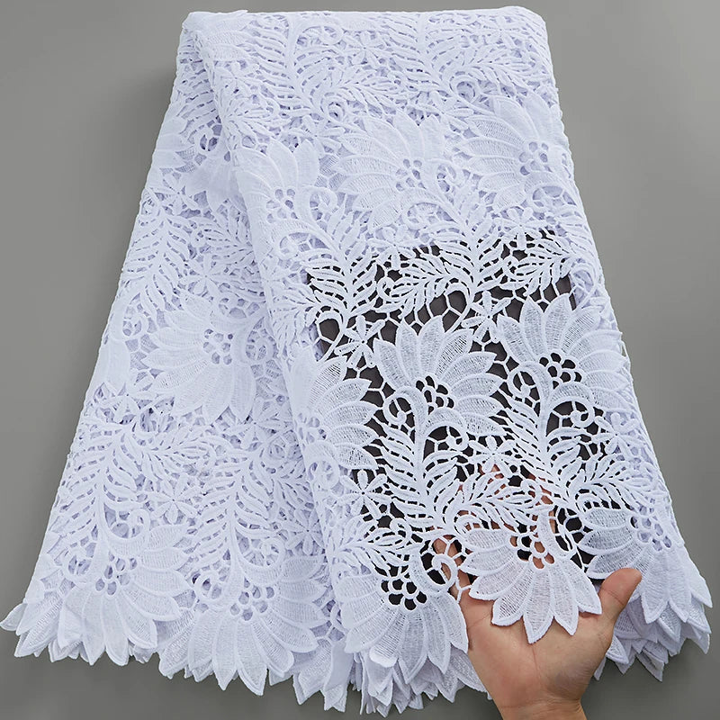 SJD Lace African Sequins Guipure Lace Fabric Water Soluble