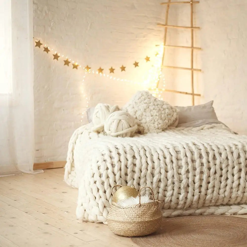 DUTRIEUX Extra Chunky Knit Blanket Cozy Throw Chenille Yarn