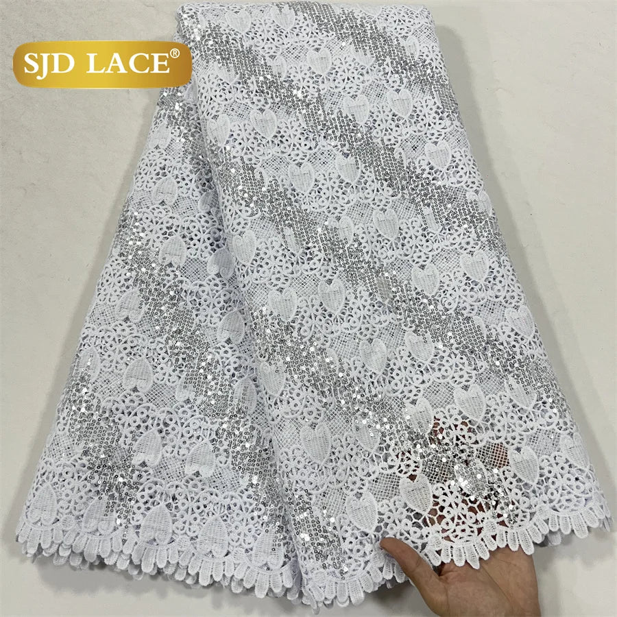 SJD Lace African Sequins Guipure Lace Fabric Water Soluble