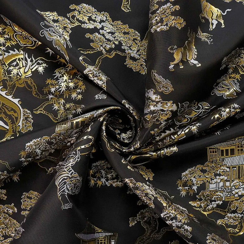 Jiangsu Dragon Tiger Jacquard Brocade Fabric For DIY Crafts