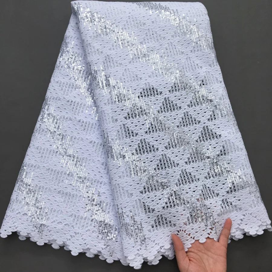 SJD Lace African Sequins Guipure Lace Fabric Water Soluble