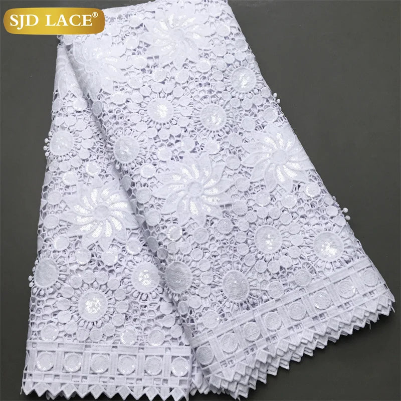SJD Lace African Sequins Guipure Lace Fabric Water Soluble
