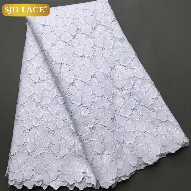 SJD Lace African Sequins Guipure Lace Fabric Water Soluble