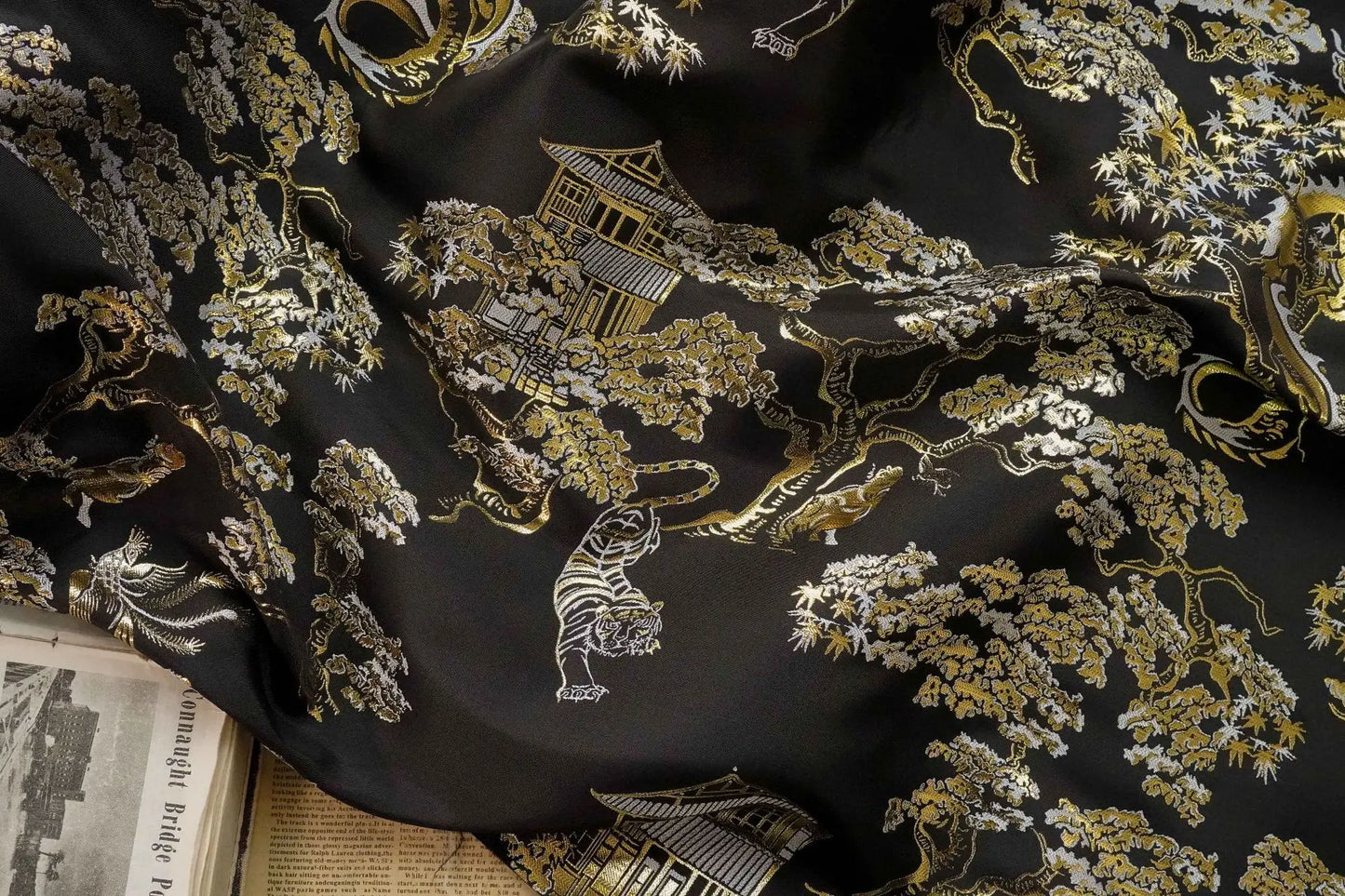 Jiangsu Dragon Tiger Jacquard Brocade Fabric For DIY Crafts