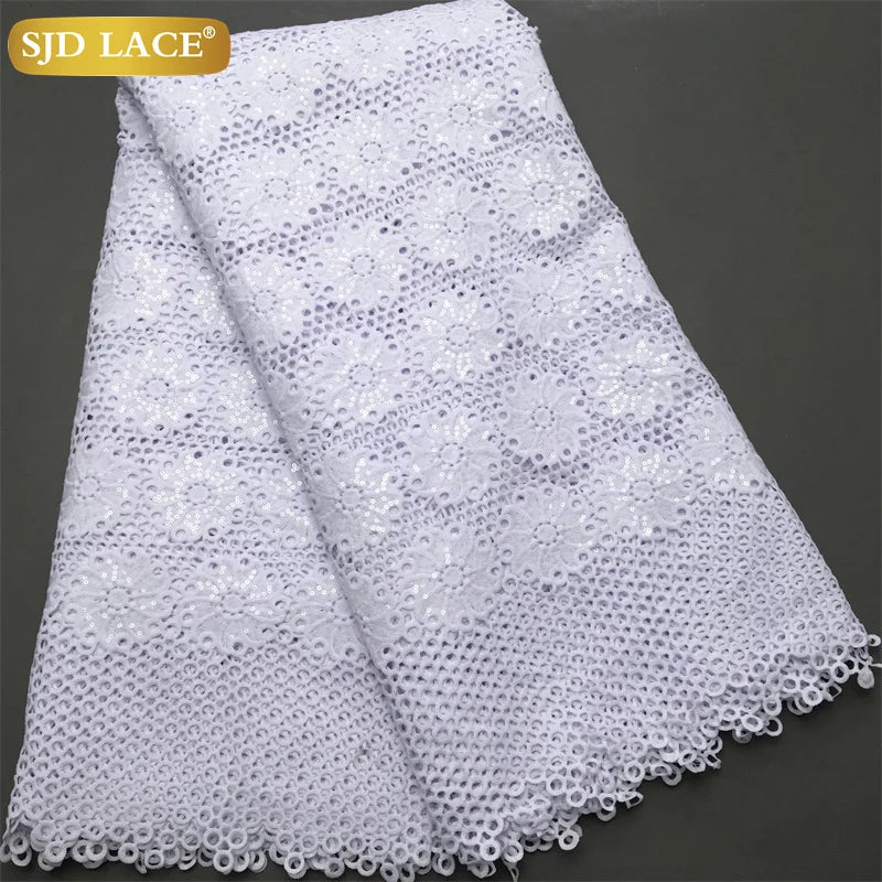 SJD Lace African Sequins Guipure Lace Fabric Water Soluble