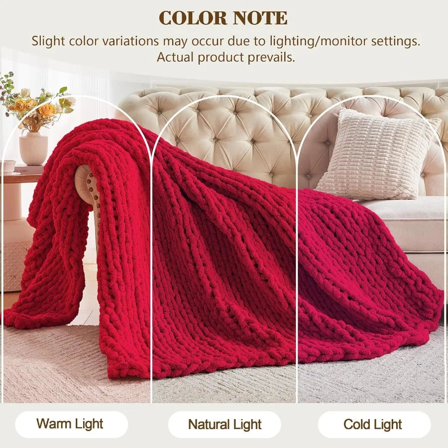 Guangdong Handcrafted Chunky Knit Throw Blanket Chenille