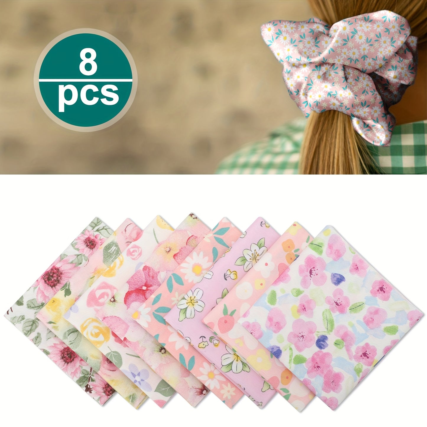 LINKSTYLE 8pc Printed Patchwork Fabric Bundle For Quilting