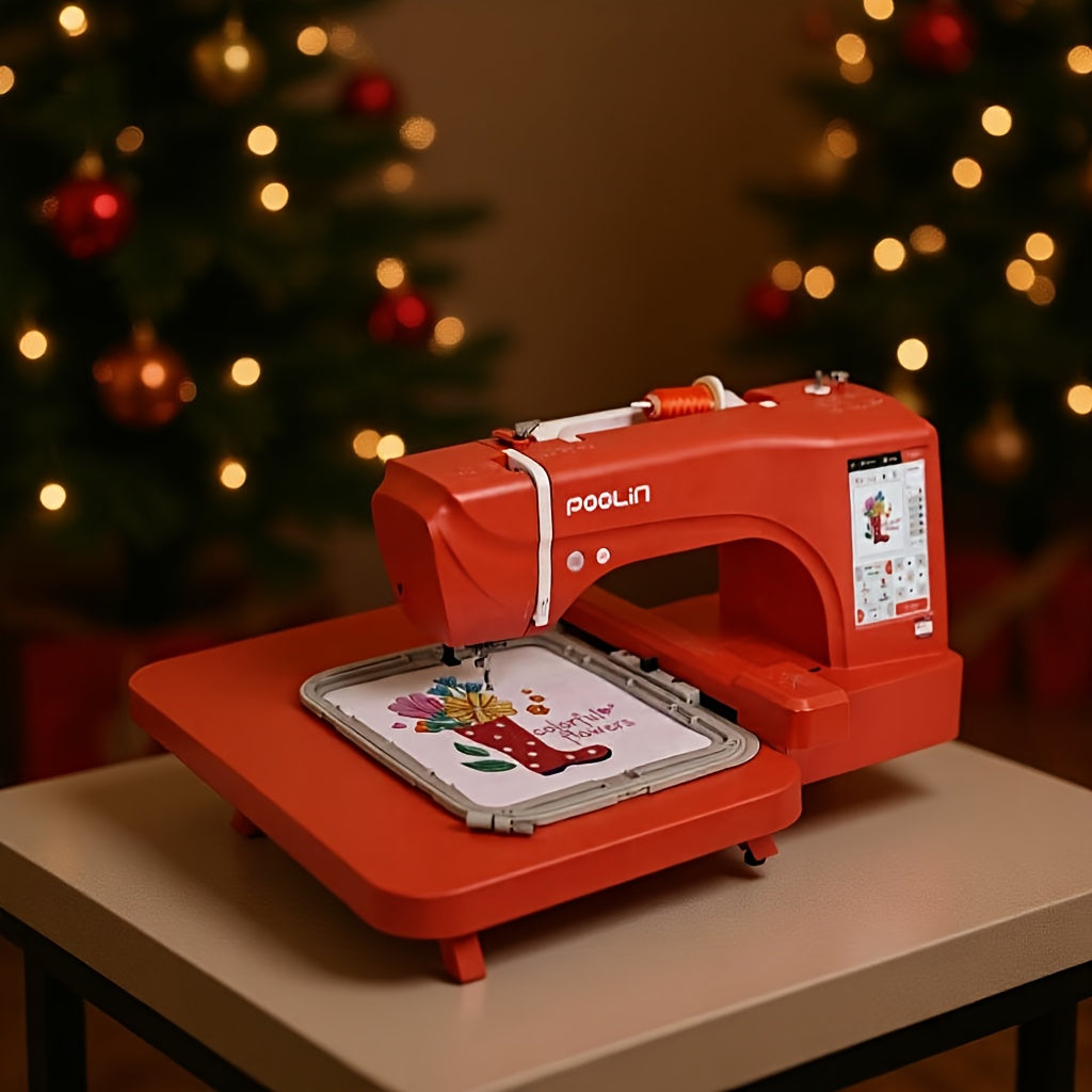Poolin EOC06RE Embroidery Machine With LCD Touch Screen