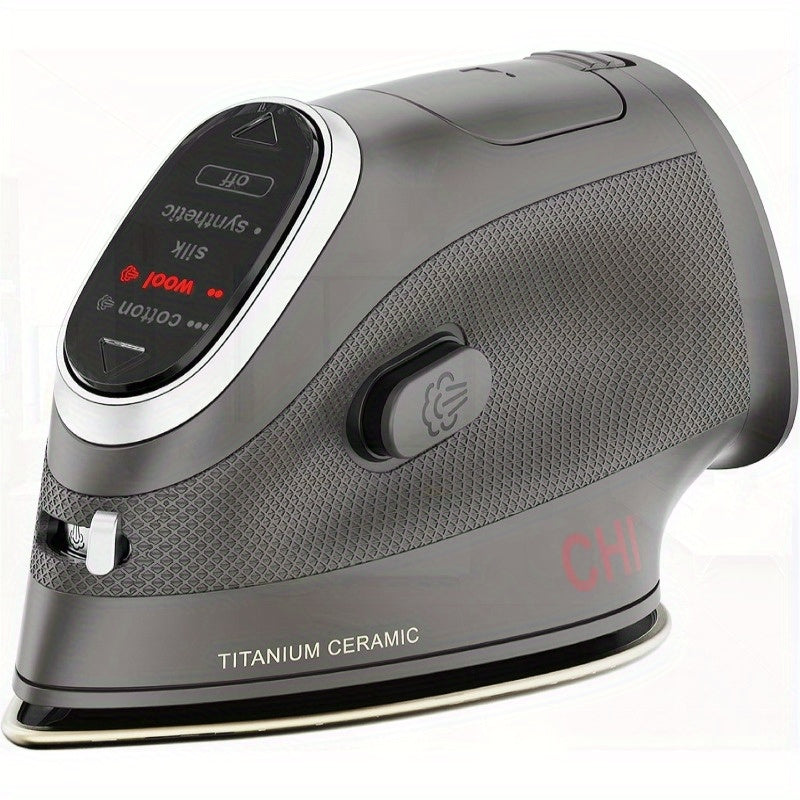 1000W XL Portable Mini Steam Iron with Titanium Ceramic Soleplate, 3-Way Auto Shut-Off, 10 Cord, Digital Display & Adjustable Temperature Control - Compact Travel Design for Clothes, Sewing, Crafting - Black, Portable Steam I